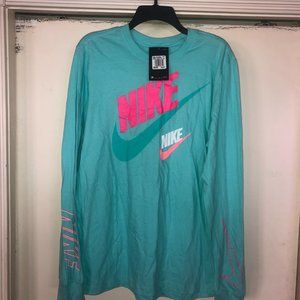 Nike "2 Futura" Long Sleeve T-Shirt Aqua - Medium Men